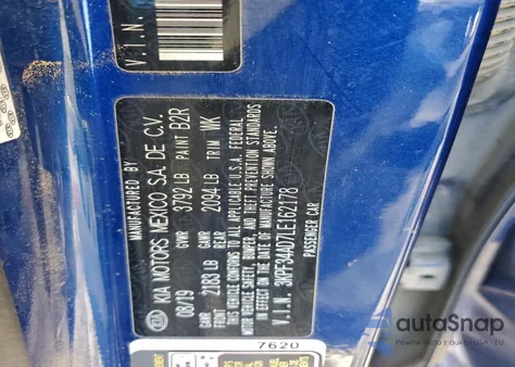 2020 Kia Forte Gt Line из США, поврежденный, VIN 3KPF34AD7LE162178